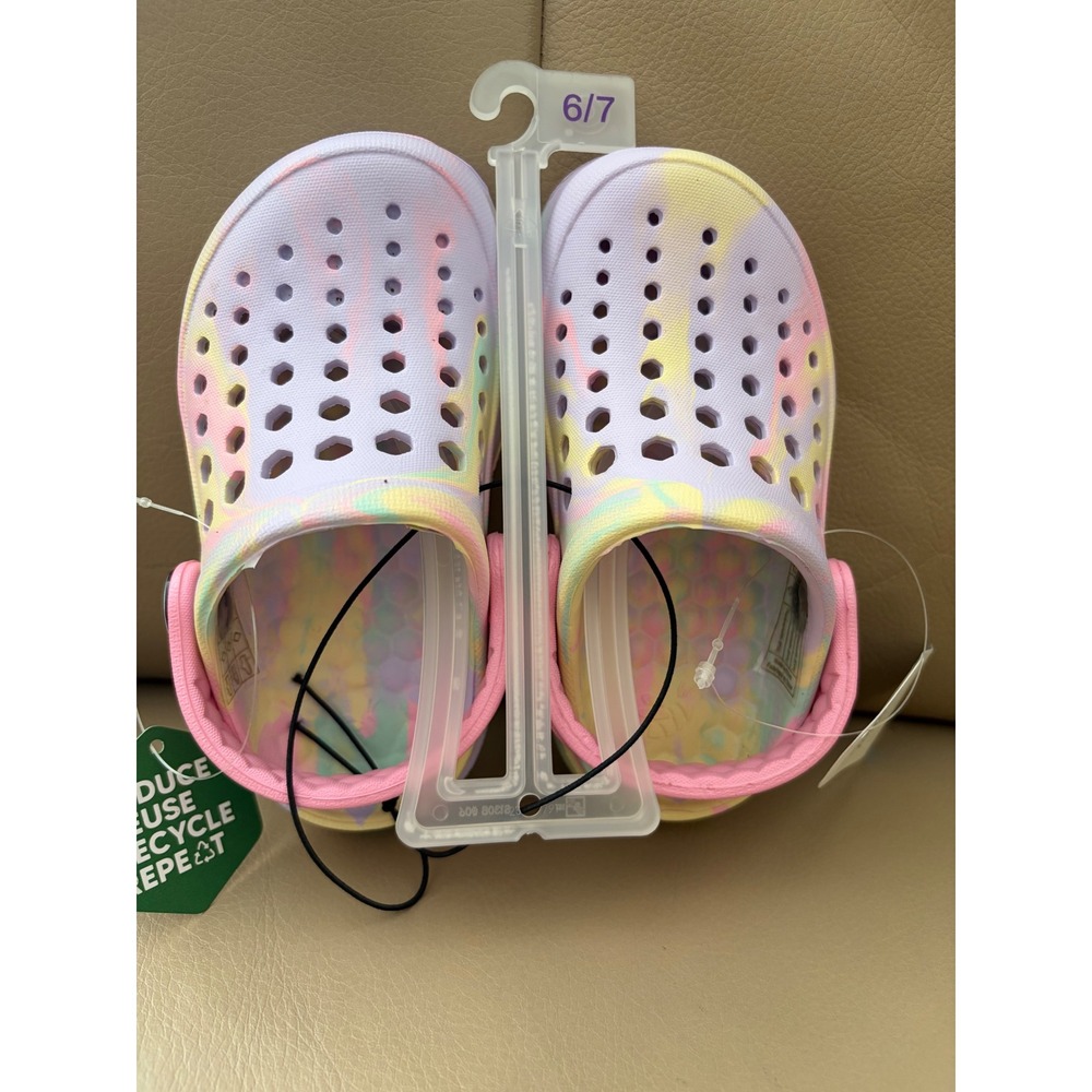 Joybees Kids C6/7 Pastel Tie Dye Clogs Lightweight Slip On Water Shoes NEW - Picture 4 of 5